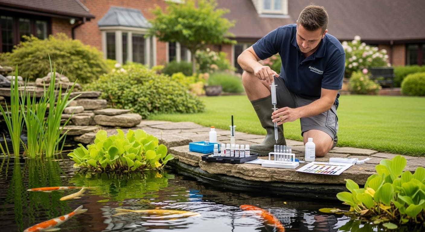 Aquatics service contractor at work