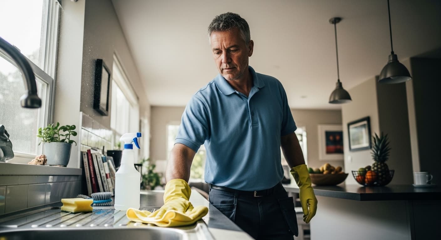 Cleaning contractor at work
