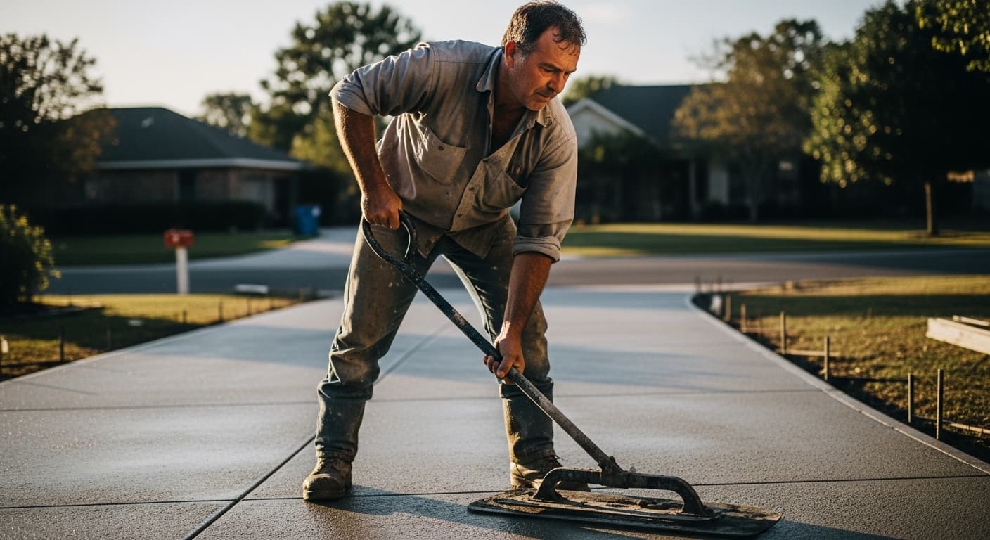 Concrete contractor at work