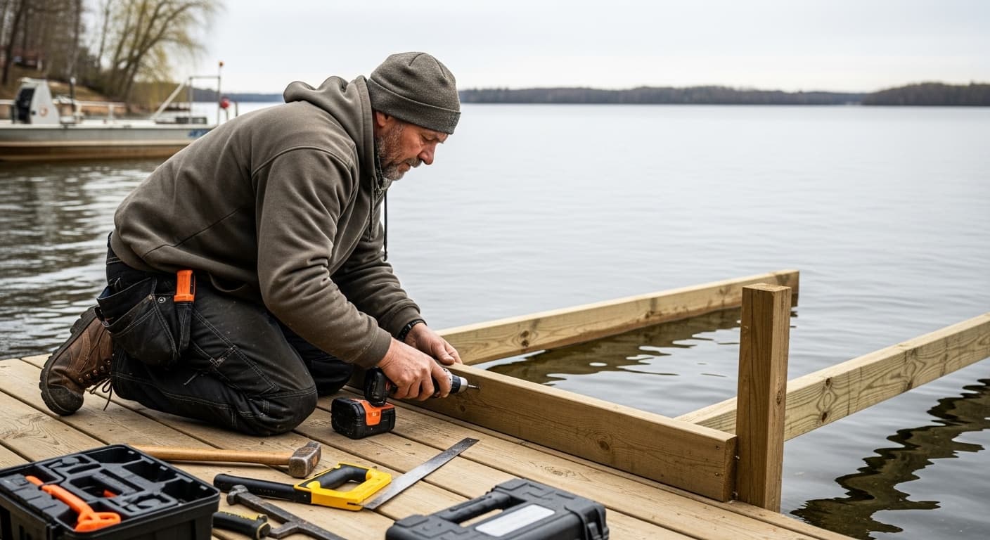 Dock service contractor at work