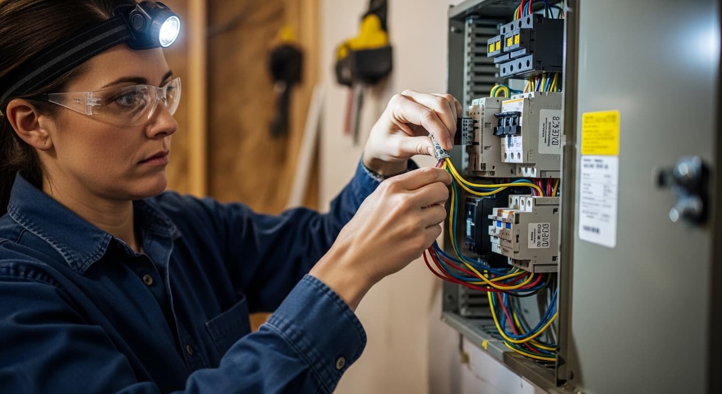 Electrical contractor at work