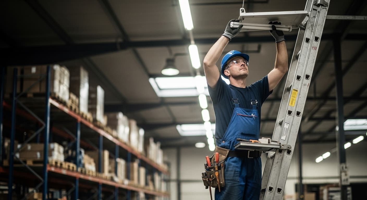 Facility maintenance contractor at work
