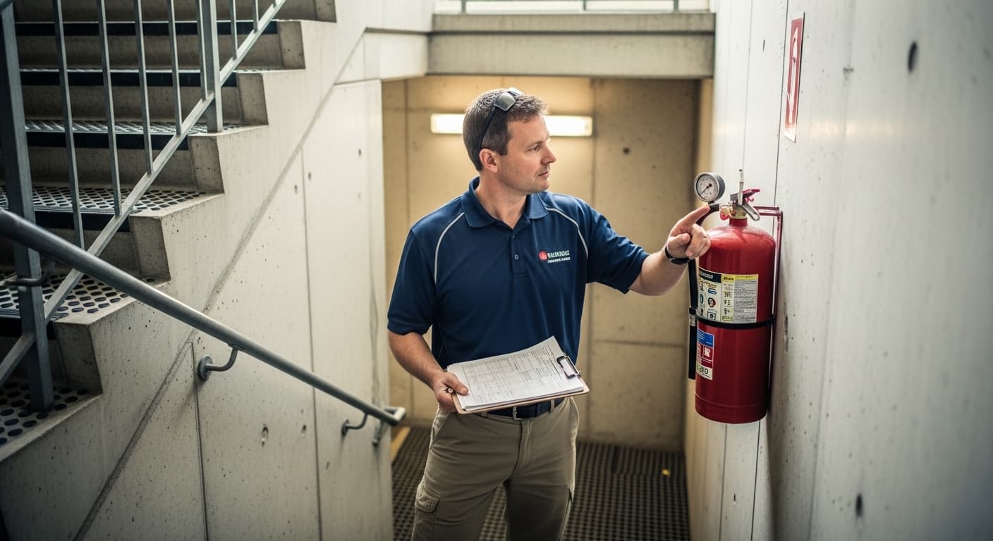 Fire safety contractor at work