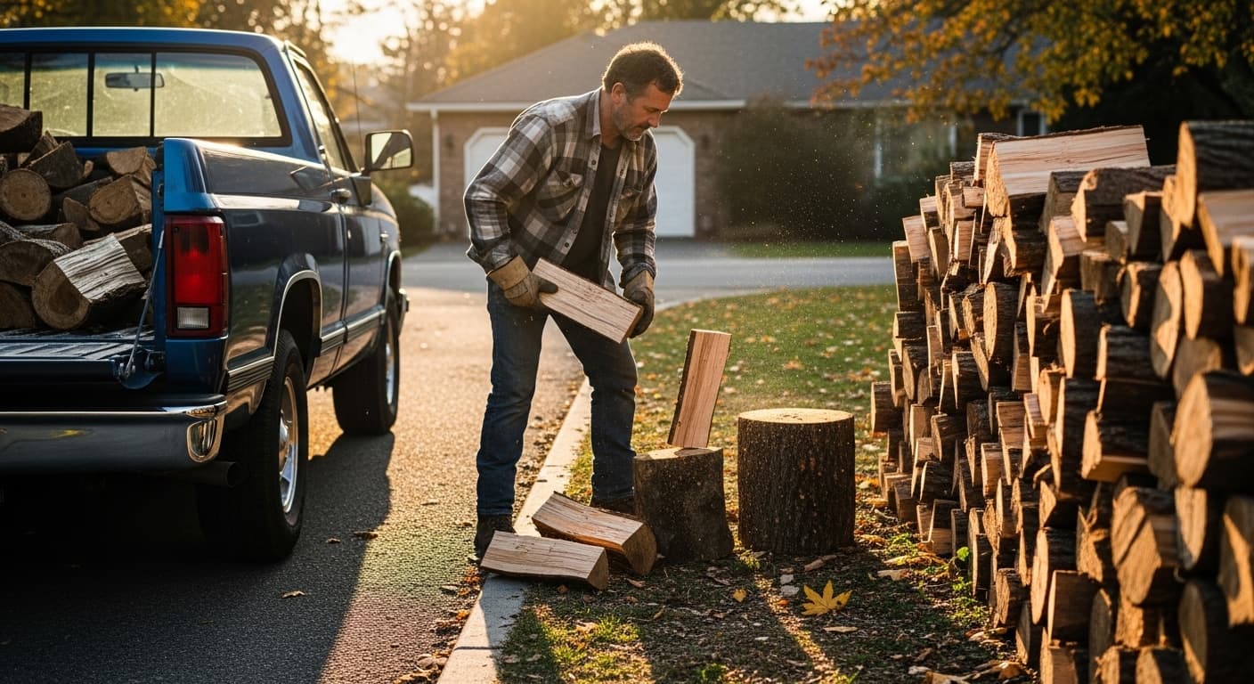 Firewood contractor at work