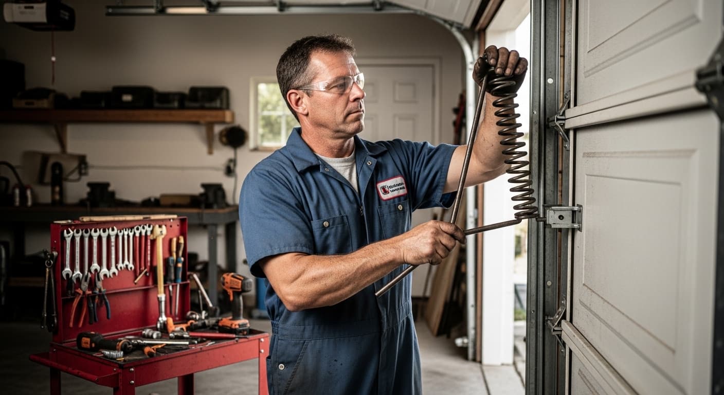 Garage doors contractor at work