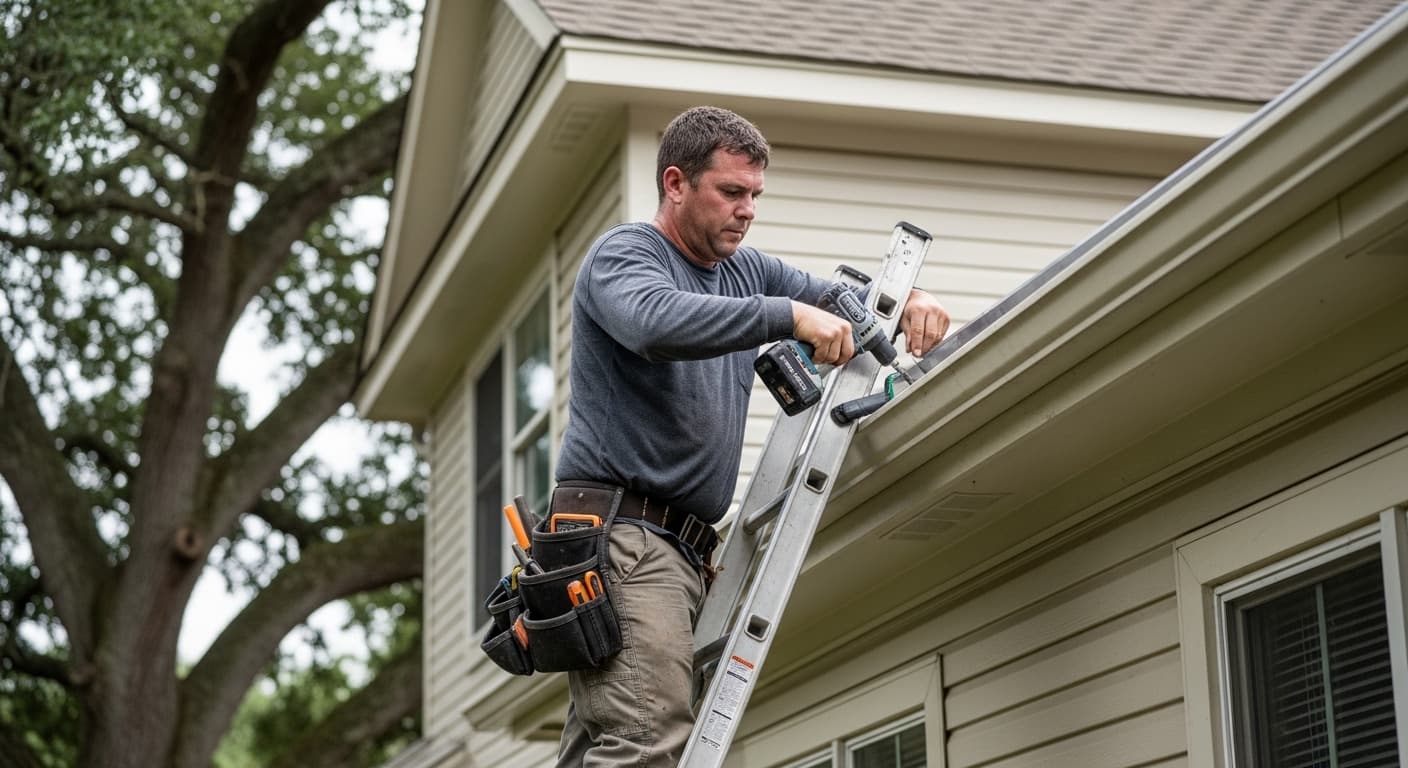 Gutters contractor at work