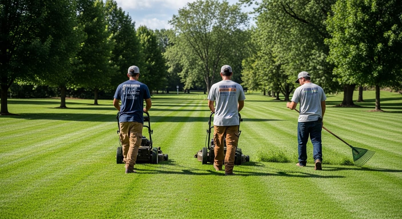 Landscaping contractor at work
