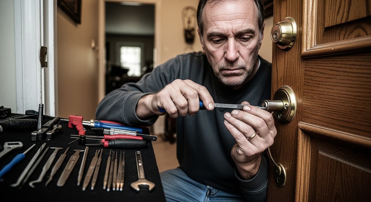 Locksmith contractor at work