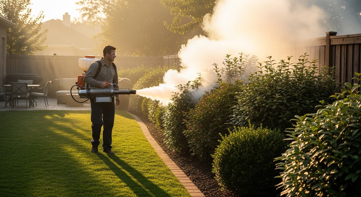 Mosquito control contractor at work