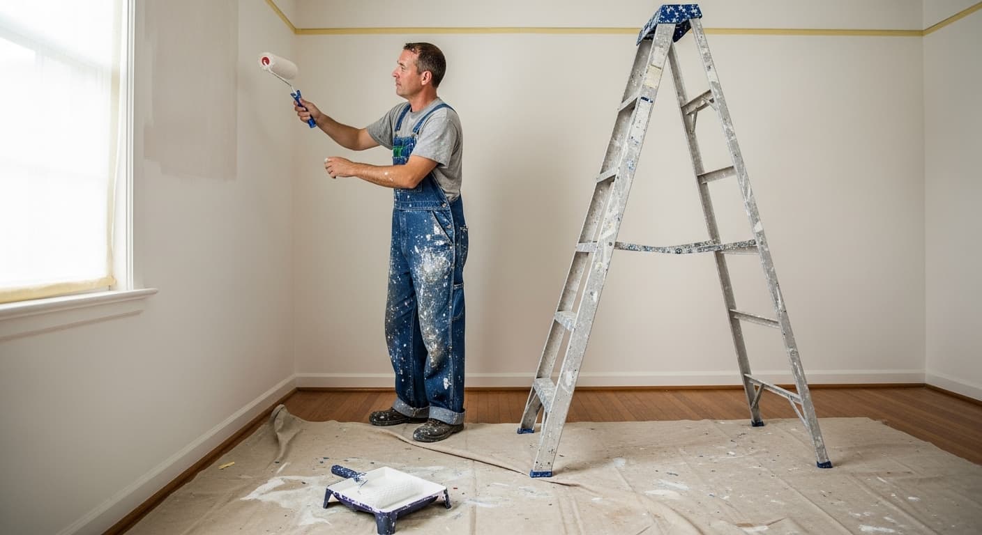 Painting contractor at work