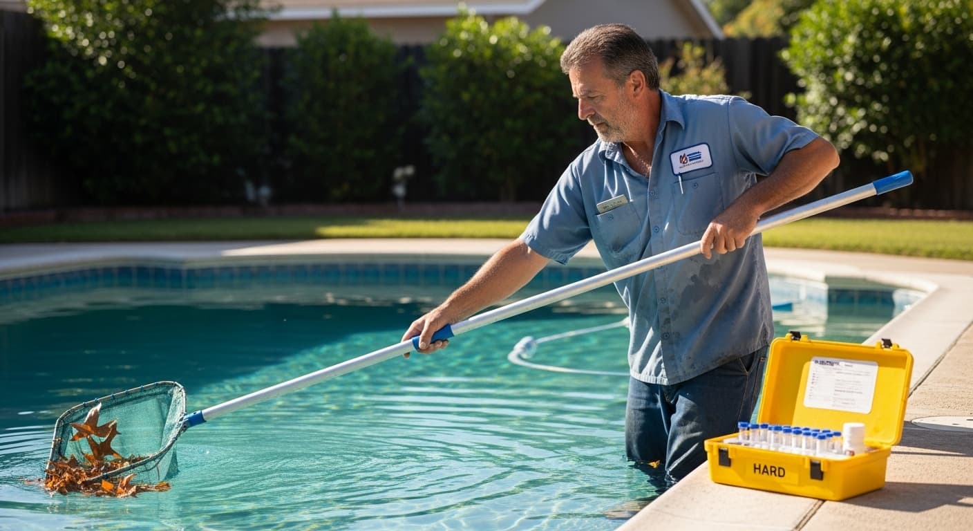 Pool + spa contractor at work