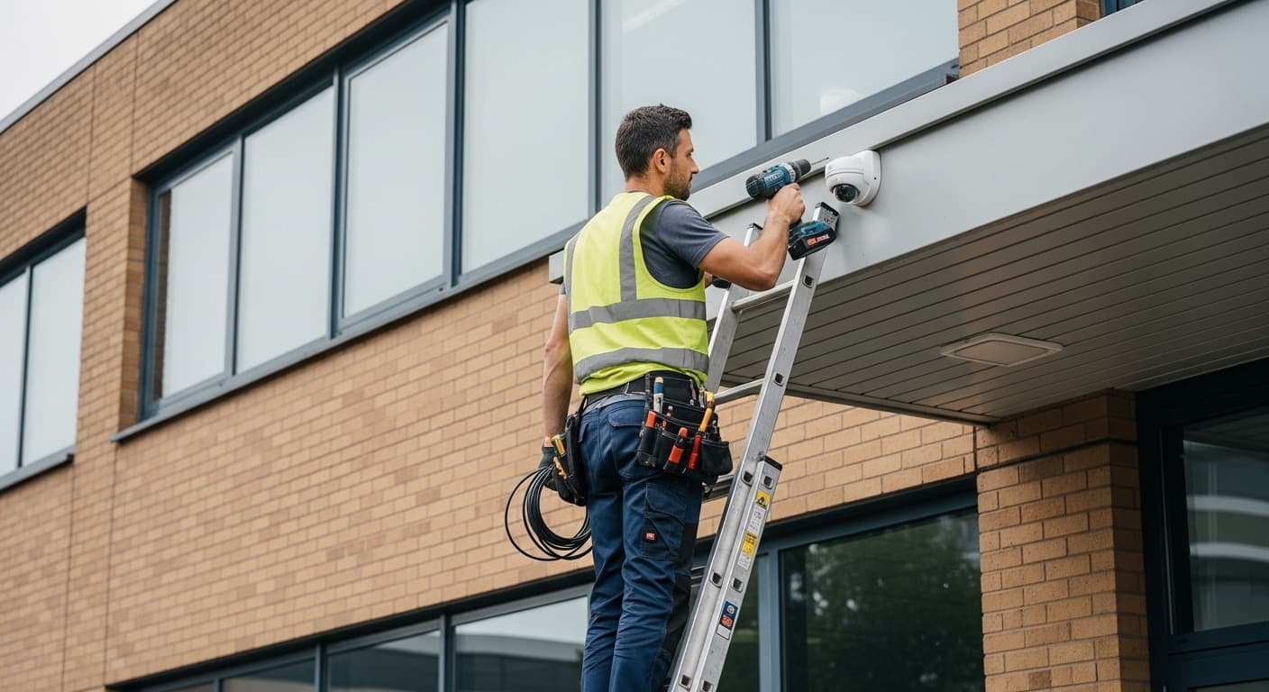 Security install contractor at work
