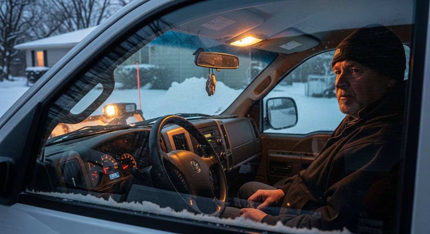Snow removal contractor at work