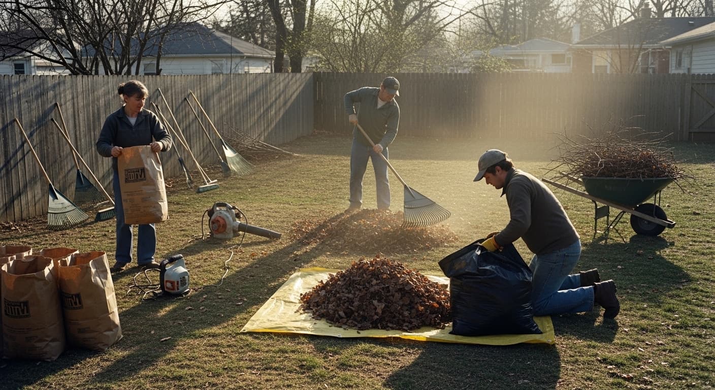 Spring cleanup contractor at work