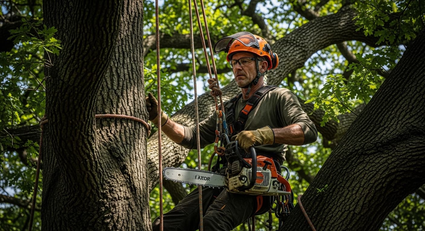 Tree care contractor at work