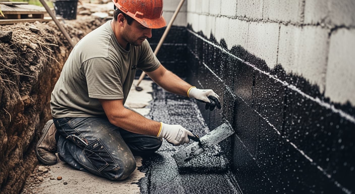 Waterproofing contractor at work